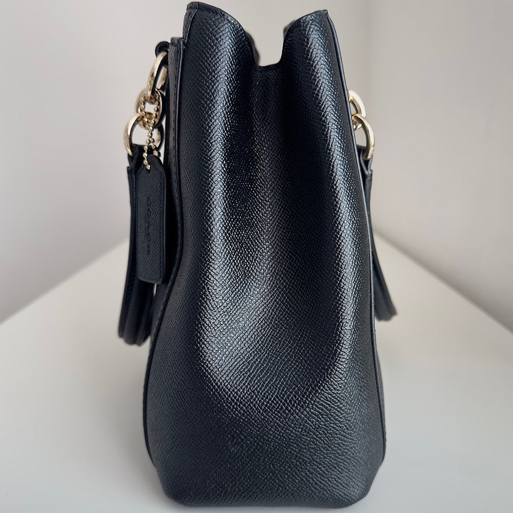 NWOT Coach Minetta Crossbody Satchel Crossgrain Leather Ebony Black Noir Gold - Picture 6 of 10